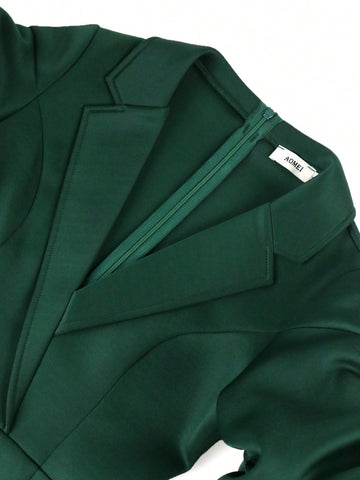 Lapel Neck Puff Sleeve Bodycon Dress