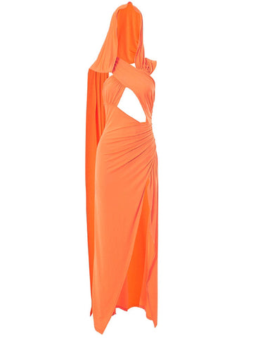 Latifa Draped Backless Hooded Dress