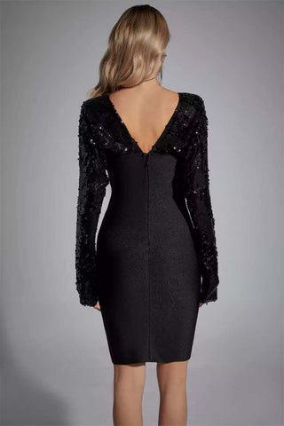 Leila Black Off Shoulder Sequin Mini Dress