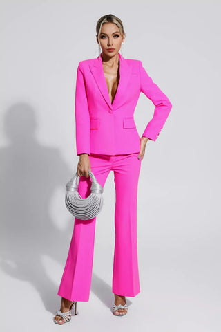 Lennox Pink V-neck Long Sleeve Blazer Set
