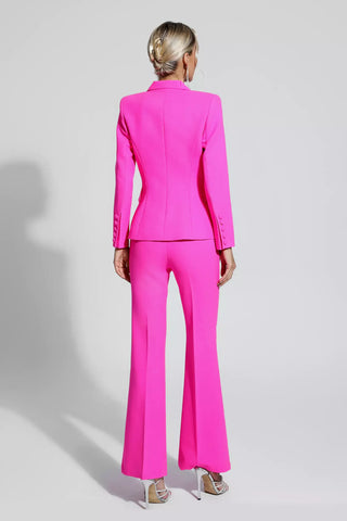Lennox Pink V-neck Long Sleeve Blazer Set