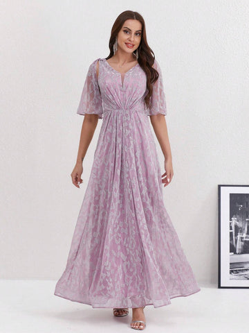 Leopard Jacquard High Waist Long Evening Dress