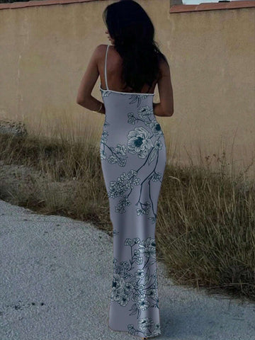 Leopard Print Spaghetti Strap Fashionable Dress With Bandage, Backless Design