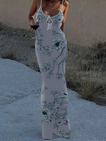 Leopard Print Spaghetti Strap Fashionable Dress With Bandage, Backless Design