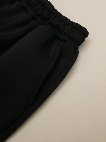 Letter And Lips Print Hoodie And Sweatpants 2 Pieces Set