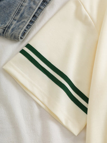 Letter Graphic Contrast Collar Tee