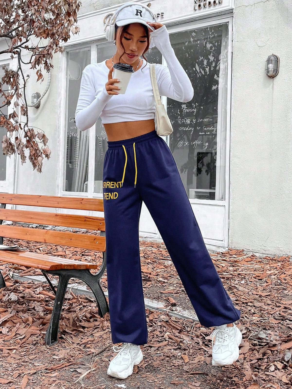 Letter Graphic Drawstring Waist Sweatpants