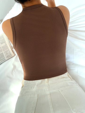 Letter Graphic Rib-knit Top