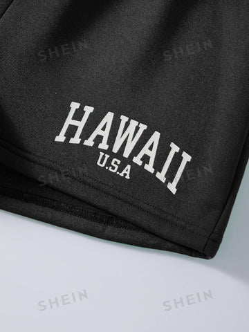 Letter Graphic Track Shorts