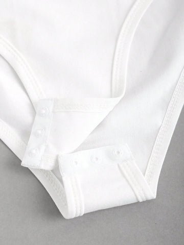 Letter Printed Round Neck Sleeveless Slim Bodysuit