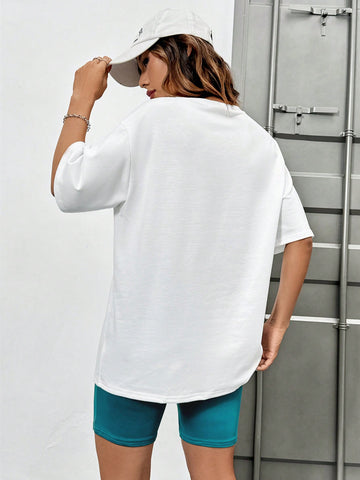 Letter Printed Short Sleeve Top And Shorts