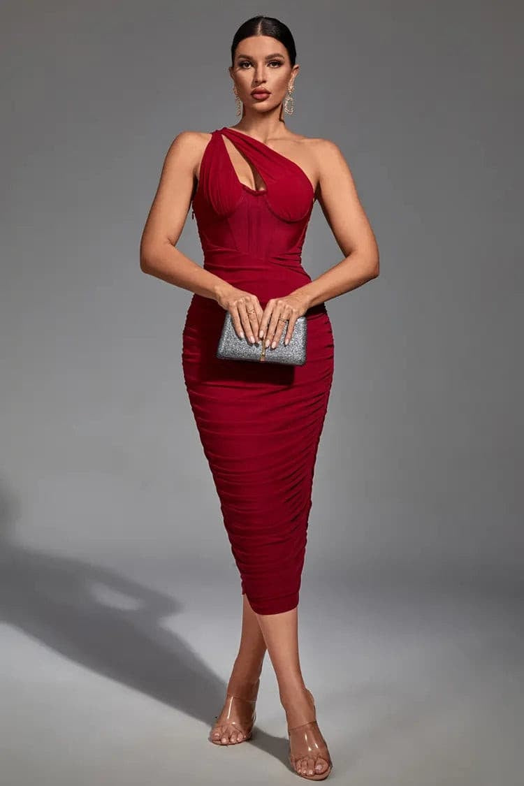 Lila Red Midi Bandage Dress