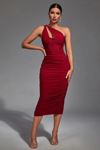Lila Red Midi Bandage Dress