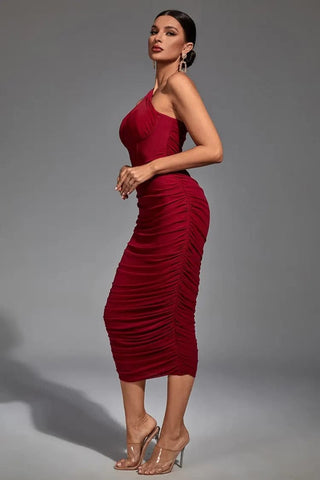 Lila Red Midi Bandage Dress