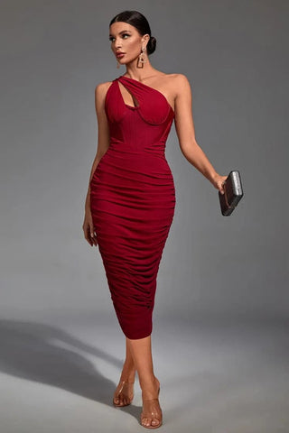 Lila Red Midi Bandage Dress