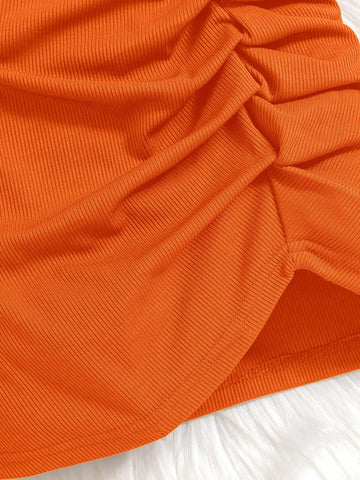 Little Girl Fashion One Shoulder Pleated Chiffon Dress