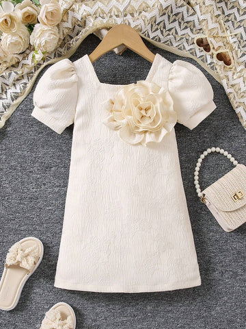 Little Girl Sweet And Cute Cute Gradient Pink Butterfly Bubble Sleeve Joint Mesh Dress