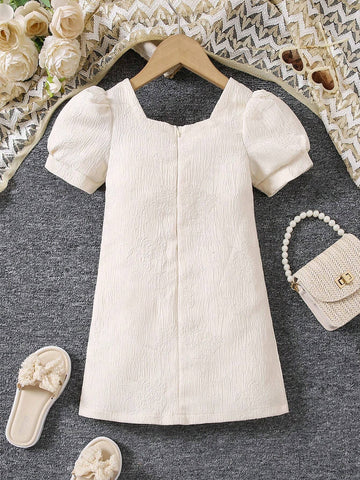 Little Girl Sweet And Cute Cute Gradient Pink Butterfly Bubble Sleeve Joint Mesh Dress