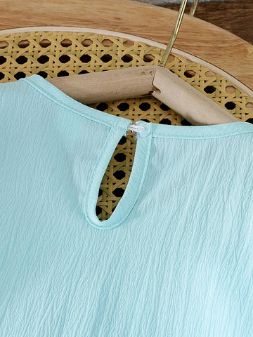 Little Girls' Colorful Dopamine V-Neck Loose Mid-Length A-Line Dress For Summer Holiday