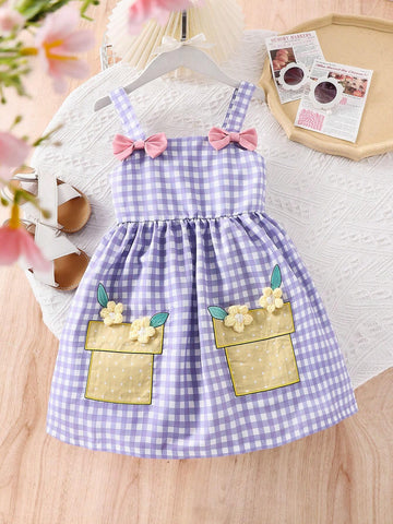 Little Girls' Cute Butterfly & Floral Print Dress