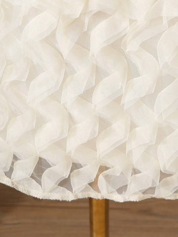 Little Girls' Elegant & Pearl Pendant Sleeveless Mesh Peter Pan Collar A-Line Dress, Perfect For Parties And Vacation, Spring/Summer Collection