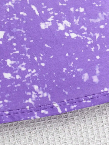 Little Girl's Fashionable Cute Bowknot Double Buns Hairstyle Cartoon Print Short Sleeve T-Shirt Dress With Characters