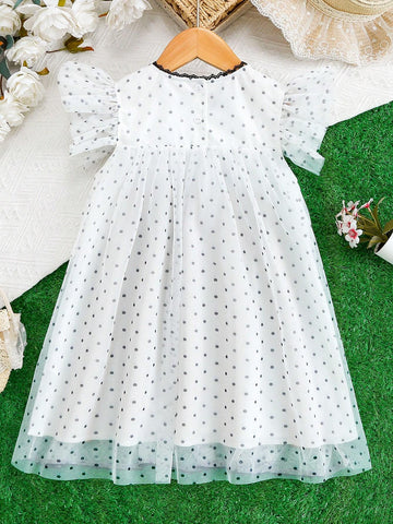 Little Girl's Polka Dot Lantern Sleeve Summer Dress