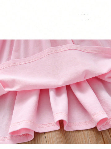 Little Girls' Preppy Style Polo Dress, Summer Embroidered Princess Dress