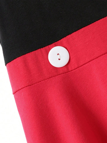 Little Girls" Sleeveless Color-Blocked Cute Bowknot Casual Dress For Summer