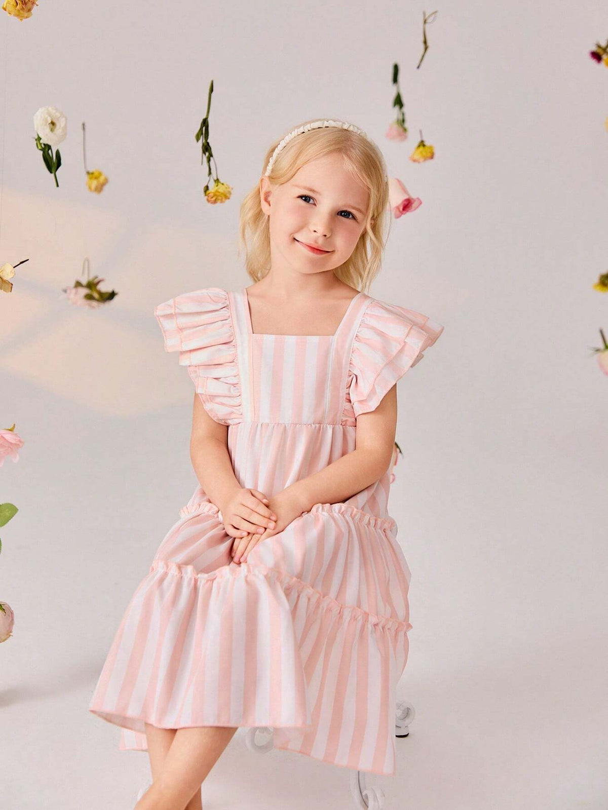 Little Girls Striped Noble Rural Cute Style Dress