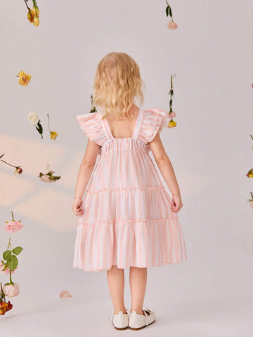 Little Girls Striped Noble Rural Cute Style Dress