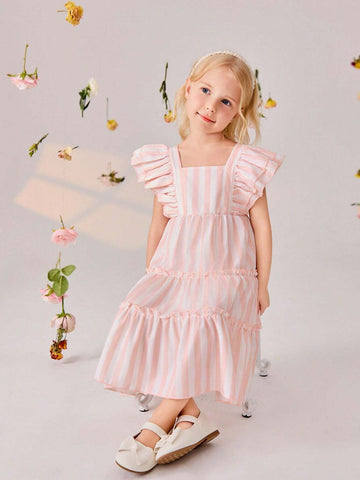 Little Girls Striped Noble Rural Cute Style Dress