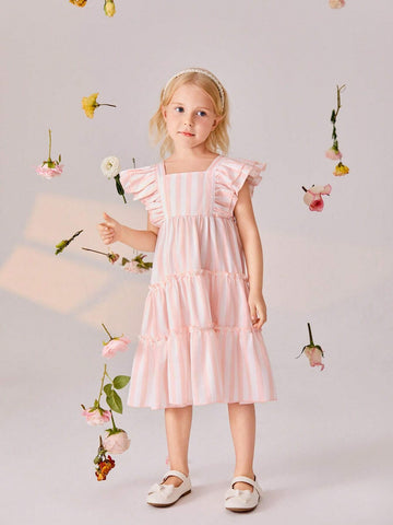 Little Girls Striped Noble Rural Cute Style Dress