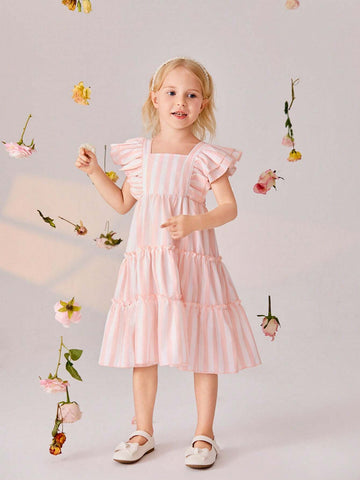 Little Girls Striped Noble Rural Cute Style Dress
