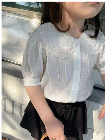 Little Girls' Summer Thin Short Sleeve Shirt