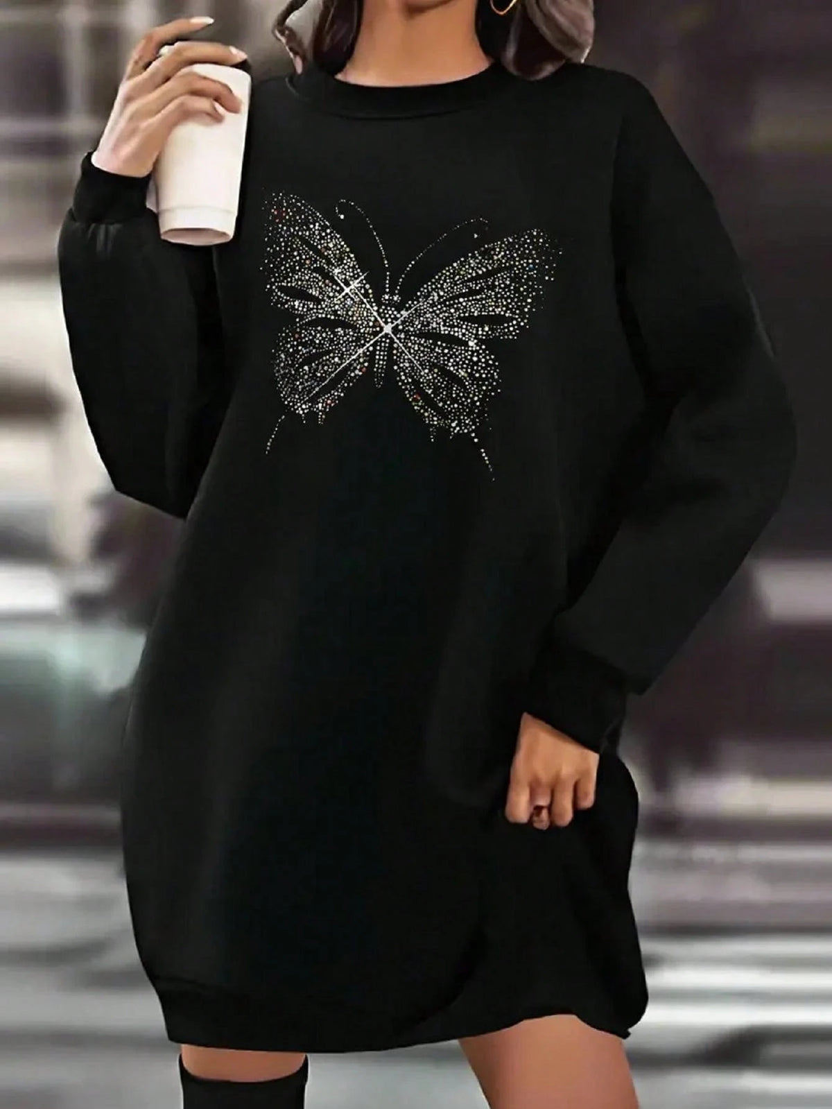 Long Hoodie Butterfly Pattern Women's Wear