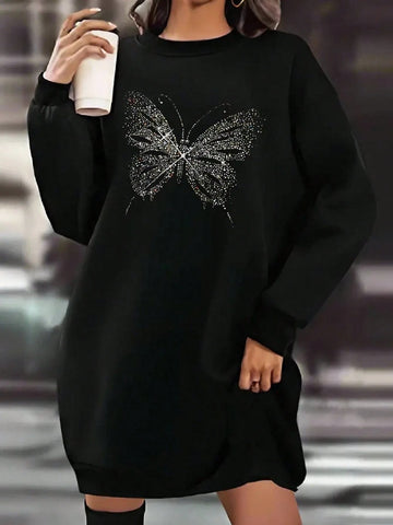 Long Hoodie Butterfly Pattern Women's Wear