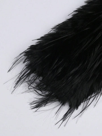 Long Sleeve Furry Bustier Bandage Dress With Handmade Chain For Sexy Party And Dance Club For Elegant Women