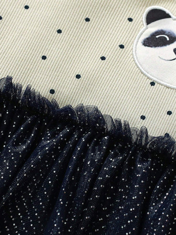 Long Sleeve Girls Net Dress, Cute Casual Children Dress For Autumn