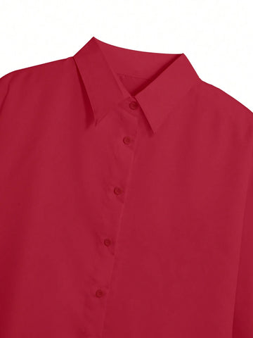 Long Sleeve Shirt Women Casual Autumn Winter White Batwing Sleeve Button Front Top