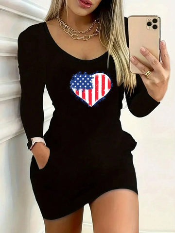Long Sleeve Short Sleeve Women's Simple Fashion Casual Daily, Heart Print Pattern, Soft Polyester Fiber, Machine Washable
