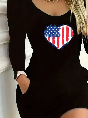 Long Sleeve Short Sleeve Women's Simple Fashion Casual Daily, Heart Print Pattern, Soft Polyester Fiber, Machine Washable