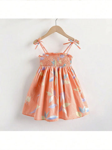 Young Girls Floral Butterfly Shoulder Strap Summer Dress