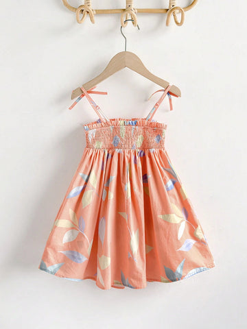 Young Girls Floral Butterfly Shoulder Strap Summer Dress