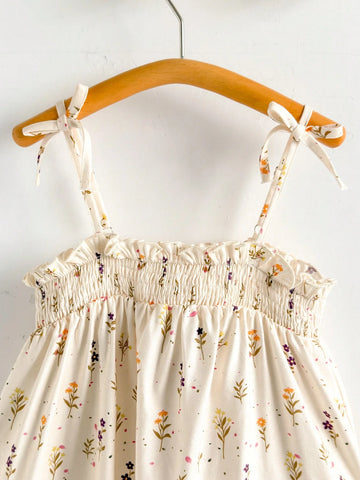 Young Girls Floral Print Spaghetti Strap Casual Dress
