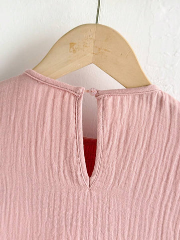 Young Girls Loose Casual Embroidered Fabric Gathered Ruffle Hem Dress
