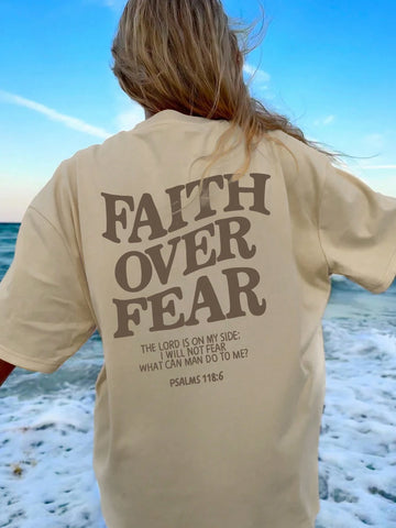 Loose Fit Drop Shoulder Short Sleeve T-Shirt With Slogan Print