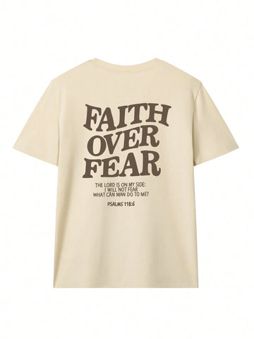 Loose Fit Drop Shoulder Short Sleeve T-Shirt With Slogan Print