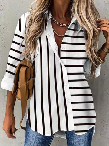 Loose Fit Striped Shirt - European & American Style