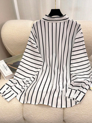 Loose Fit Striped Shirt - European & American Style